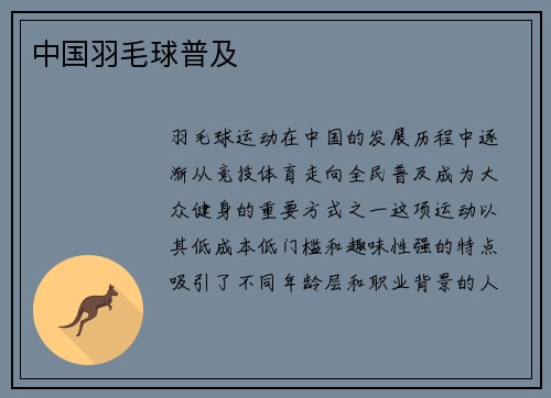 中国羽毛球普及
